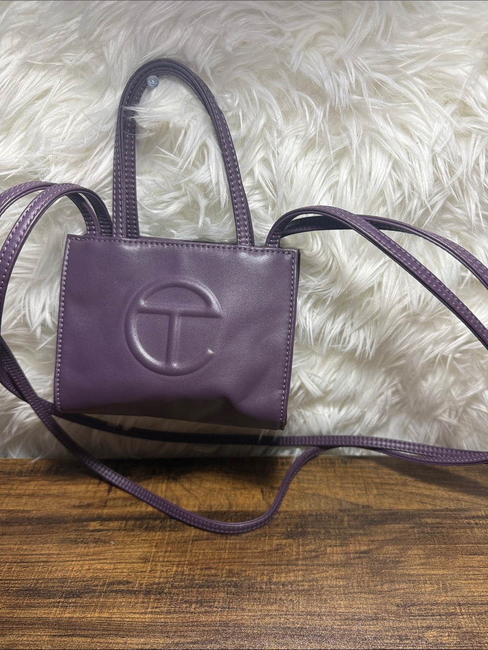 Telfar Purple Mini Shopping Bag with Embossed Logo